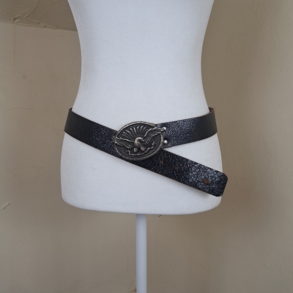 unbranded Accessories - Eagle Belt Buckle Made in Italy with Leather Brown Belt 36in Vintage